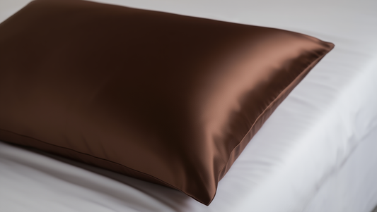 brown pillow on a bed