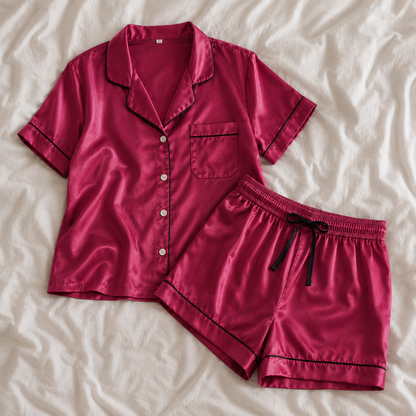 Grazamar Women’s Silky Satin Short-Sleeve Pajama Set