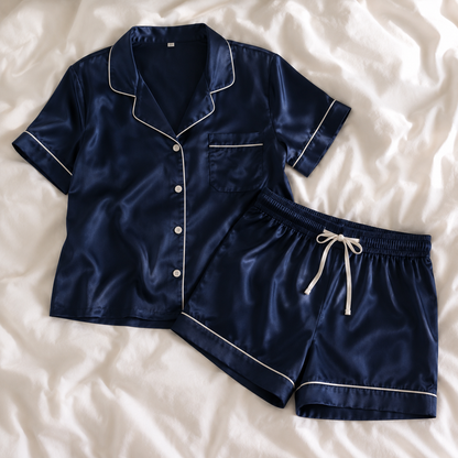 Grazamar Women’s Silky Satin Short-Sleeve Pajama Set