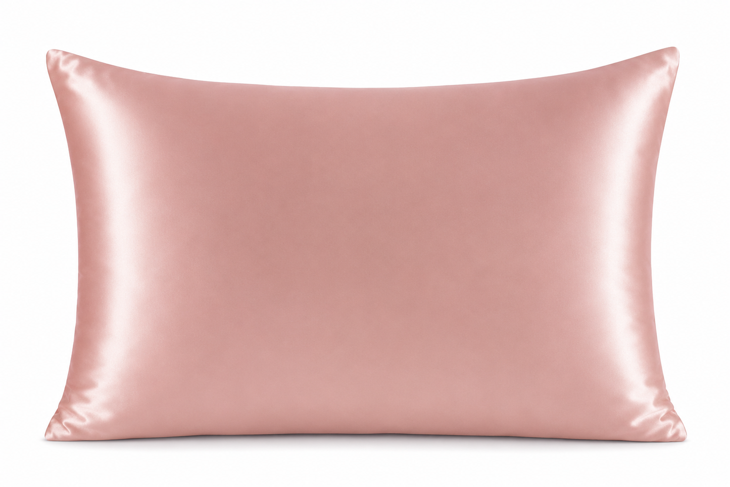 Pink satin pillow on a white background