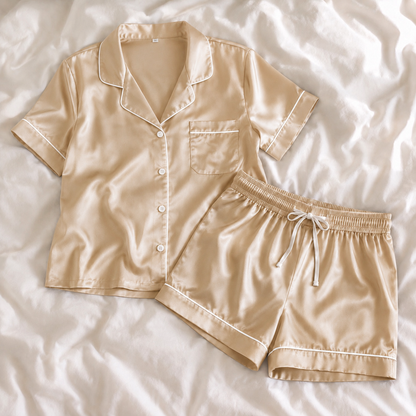Grazamar Women’s Silky Satin Short-Sleeve Pajama Set