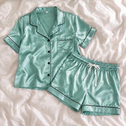 Grazamar Women’s Silky Satin Short-Sleeve Pajama Set