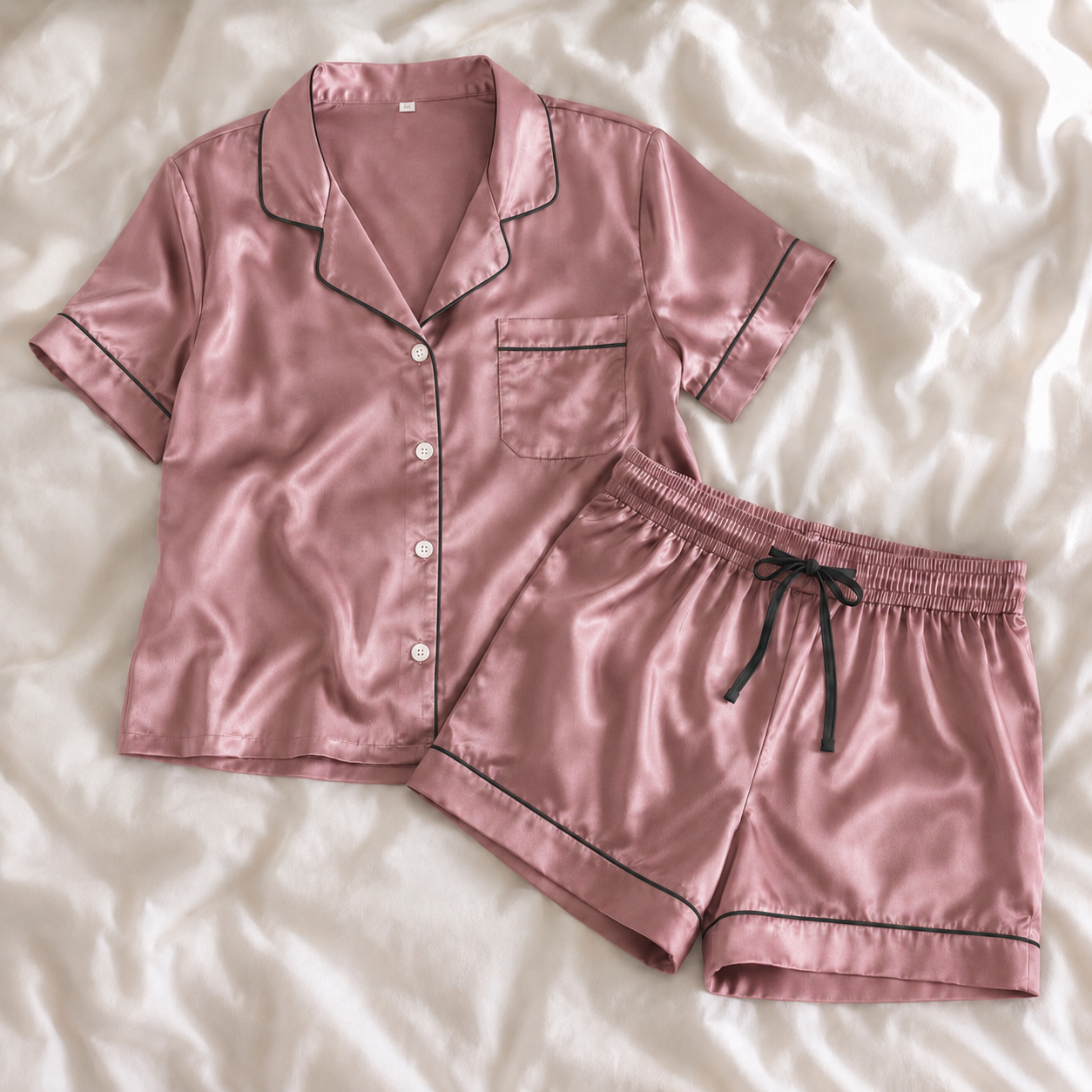 Grazamar Women’s Silky Satin Short-Sleeve Pajama Set