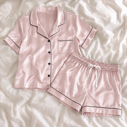 Grazamar Women’s Silky Satin Short-Sleeve Pajama Set