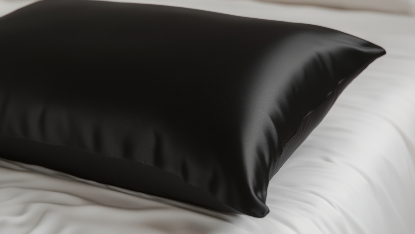 black pillow case on a white bed