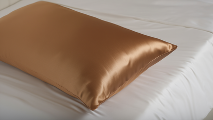 bronze pillow on a white bed