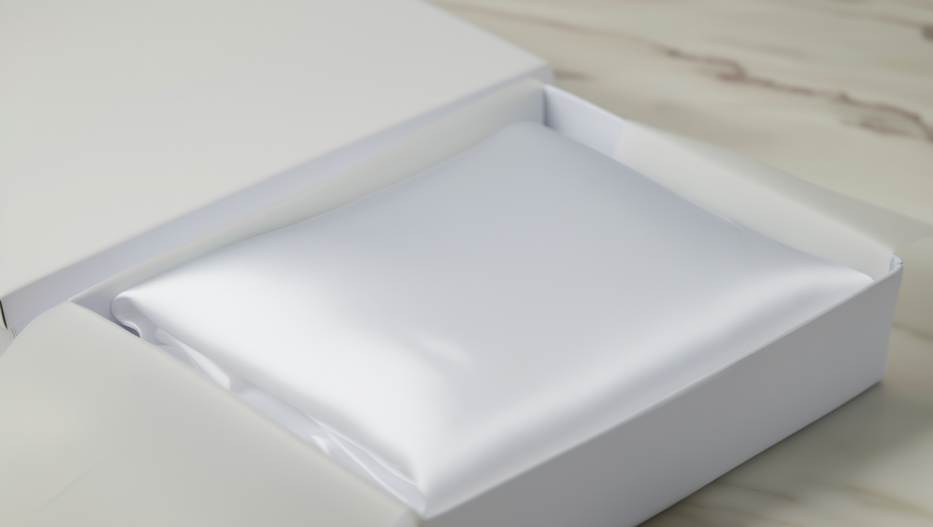 white pillow case on a white box 
