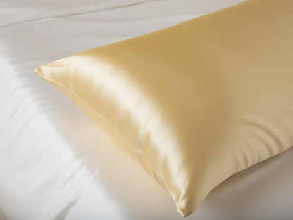 yellow pillowcase on a bed 