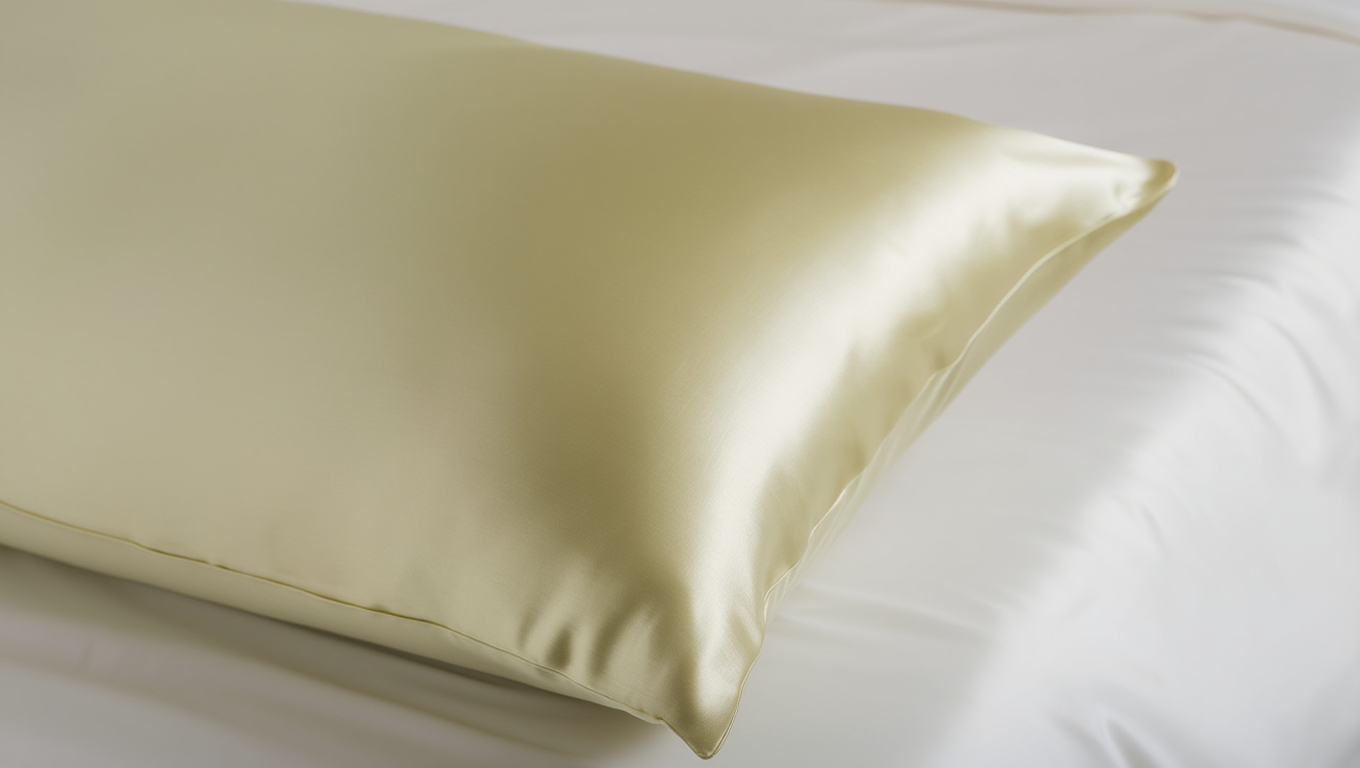 yellow pillowcase on a white background